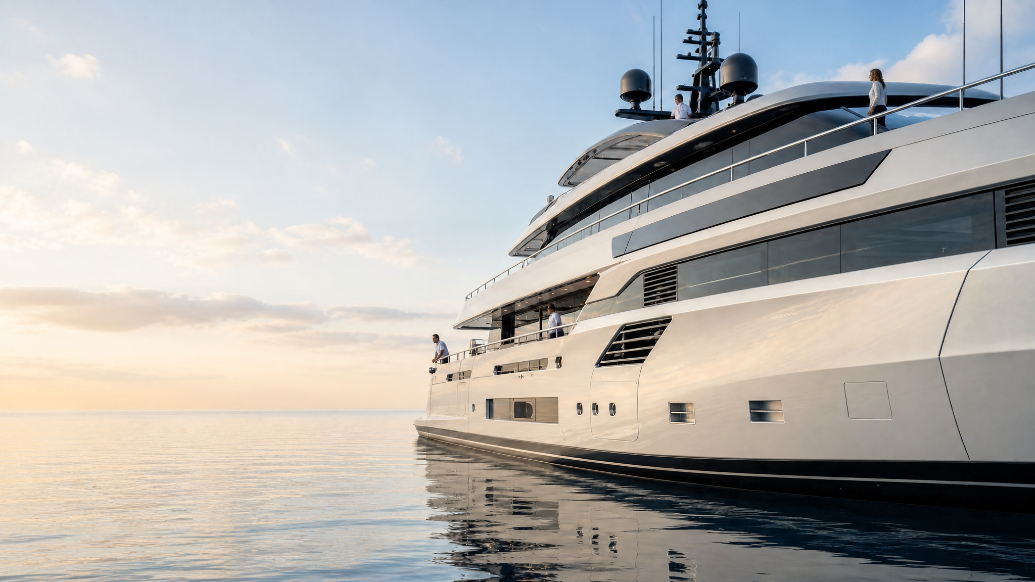 Modern yacht on calm water